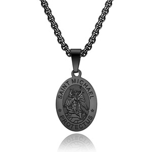 Faith Based <span class=keywords><strong>Saint</strong></span> Michael Arcángel Acero inoxidable 18K Chapado en oro Colgantes religiosos <span class=keywords><strong>Saint</strong></span> Jude Collares de joyería de moda - Product Image 3