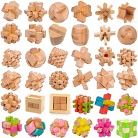 Vente en gros 3D Puzzles en bois Kongming Lock IQ Test Toy Kids Wood Kongming Lock
