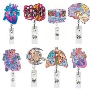 Porte-badge rétractable en plastique avec paillettes brillantes, accessoire médical, porte-carte d'identité, cadeau pour les infirmières et les médecins - Product Image 2