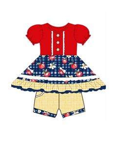 GSSO3155 CUSTOM Ensemble décontracté pour petite fille, motif bateau à rayures colorées, vêtements pour enfants en gros, ensemble à manches courtes pour enfant - Product Image 2