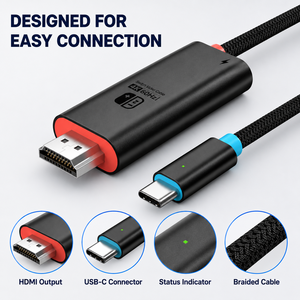 ULT-unite Câble adaptateur USB-C <span class=keywords><strong>vers</strong></span> <span class=keywords><strong>HDMI</strong></span>, câble vidéo 4K 60Hz 2m compatible avec Switch 2, téléphone portable, tablette, ordinateur portable - Product Image 2