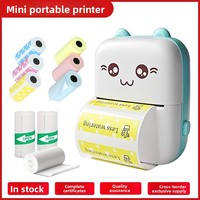 Printer Barcode Mini Portabel Baru untuk Lintas Negara, Cetak Soal Salah Siswa, Hadiah, Antarmuka Tipe-C, Ukuran Kertas 57mm, Ready Stock