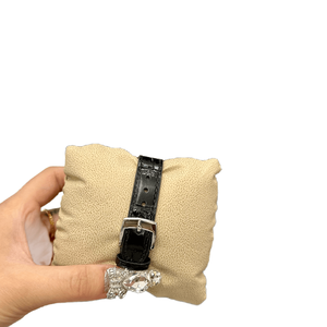 Montre-bracelet ronde en acier inoxydable à quartz avec bracelet en cuir noir, cadran à chiffres romains, style décontracté et professionnel pour femmes Chopards - Product Image 6