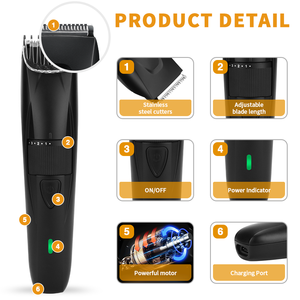 Máquina de Barbería Eléctrica Recargable Inalámbrica con Carga Rápida USB, Ajustable, para Hombres, 5W - Product Image 2