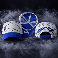 Casquette de baseball 5 panneaux brodée en 3D, réglable, en coton, avec visière en daim, doublure en satin, strass, style streetwear