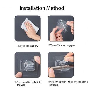 Punch-free Adjustable <b>Curtain</b> Rod Holder Clamp <b>Hooks</b> Rod Bracket Holders Adhesive Wall <b>Curtain</b> Fixed Clip Hanging Racks <b>Hooks</b> - Product Image 3