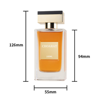 Vente en gros de flacons de parfum vides de luxe en verre, forme carrée plate, avec bouchon doré-noir