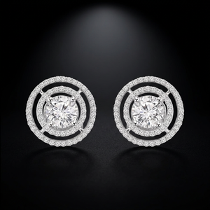 Pendientes de Diamantes Cultivados en Laboratorio con Corte Redondo, Oro Blanco de 14K, Claridad VS2, Color E, Joyería Certificada para Mujer - Product Image 2