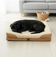 Meilleure Vente Grand Lit pour Chien en Mousse Luxe Imperméable Tendance Lavable Orthopédique Écologique Hiver Lin Motif Uni