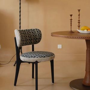 Chaise de salle à manger rembourrée en tissu coton et lin, structure en bois massif, pour usage domestique, style adulte - Product Image 6