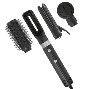4 in 1 multiple hair straightener interchangeable hair curling wand blow dryer brush for all hair types