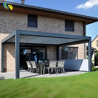 Auvent d'ouverture Auvent rétractable Auvent de toit Patio Imperméable Gris Gazebo Persienne Pergola Mobile 175 Type Aluminium PVC Poudre Enduit