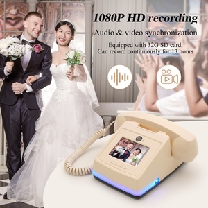Téléphone de mariage 2-025 avec enregistreur vidéo et audio 1080P, Livre d'or audio et vidéo rétro, Livre d'or vintage, Téléphone antique - Product Image 5