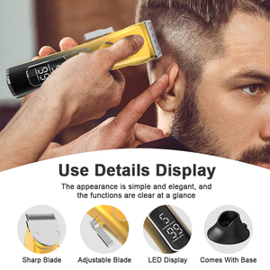 แท่นชาร์จไฟแบบชาร์จไฟได้เครื่องตัดผมผู้ชายเครื่องเล็มผมแบบไร้สายหน้าจอ LED สำหรับร้านเสริมสวย - Product Image 2