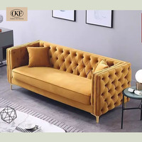 Sofá de recepción minimalista moderno nórdico de lujo OKF patas de Metal Chesterfield con tela de terciopelo para sala de estar para uso de Villa