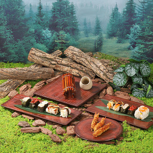 Plateau à sushi créatif en mélamine, rectangulaire, couleur unie, pour hôtel, fête, usage commercial, vaisselle, assiette à steak - Product Image 1