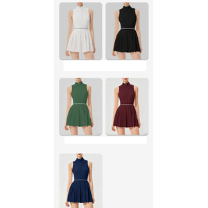 Gaun Tenis Bernapas, Stylish, dengan Bagian Belakang Berlubang, Rok Lipit yang Meniruskan Tubuh, Warna Kontras, Cocok untuk Pickleball dan Padel - Product Image 4