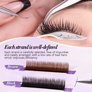 Cils plats aériens de couleur nude brun, 0,15 mm, courbure C, 8-15 mm, paquet individuel pour <span class=keywords><strong>cheveux</strong></span> noirs/bruns - Product Image 3