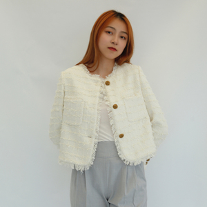 Nouveau design de costume en laine mélangée pour femmes <span class=keywords><strong>Trench</strong></span>-coat en tweed à manches longues pour femmes - Product Image 2
