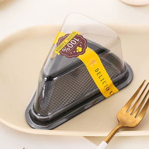 Yuxuan, venta al por mayor, caja de embalaje de pastel de PET transparente, cajas de postre de plástico ovalado reciclable con tenedor - Product Image 4