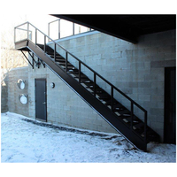 Escalier extérieur en acier à motifs avec balustrade en fer à double face