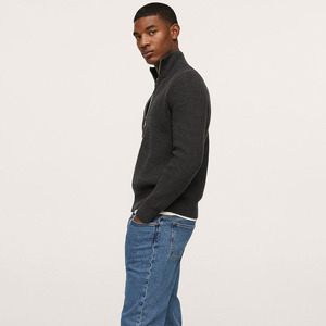 2025 Winter <strong>Men's</strong> Wool/Acrylic Zipper Thick Breathable Turtleneck <strong>Chunky</strong> <strong>Cardigan</strong> - Product Image 3