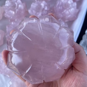 Commercio all'ingrosso naturale di alta qualità fiori di loto rosa di quarzo curativo di cristallo di quarzo intagli per la decorazione Fengshui - Product Image 3