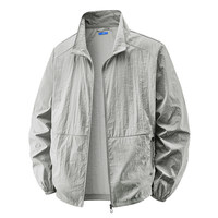 Nouvelle veste d'été pour homme 100% nylon, séchage rapide, anti-UV, col montant, ultra-fine, coupe ample, infroissable, vêtement 3D
