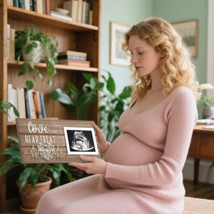 Marco <span class=keywords><strong>de</strong></span> Fotos <span class=keywords><strong>de</strong></span> <span class=keywords><strong>Madera</strong></span> <span class=keywords><strong>de</strong></span> 6 Pulgadas para Ecografía, Recuerdo del Primer Latido del Corazón, Regalo para Futura Mamá, Regalo para el Día <span class=keywords><strong>de</strong></span> la Madre, Regalo para Revelación del Sexo del Bebé - Product Image 4