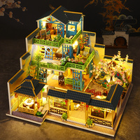 Kit de Manualidades DIY para Rincón de Lectura, Juguetes de Madera, Rompecabezas 3D, Kit de Casa en Miniatura, Estilo Oriental, Mini Casa, Juguete de Manualidades para Ensamblar a Mano