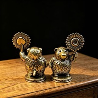 Nouvelle Statue Ornementale Vintage en Laiton, Petit Ours Tournesol Sculpté en Cuivre, Artisanat de Collection, Vente en Gros