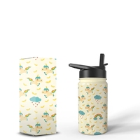 Thermos isotherme pour enfants en acier inoxydable personnalisé de 12 oz, bouteille d'eau pour l'école avec paille, écologique et portable