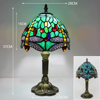 Lampe de table en verre Tiffany avec décor animalier pour coin de canapé, commande tactile LED, style méditerranéen haute couture, personnalisable