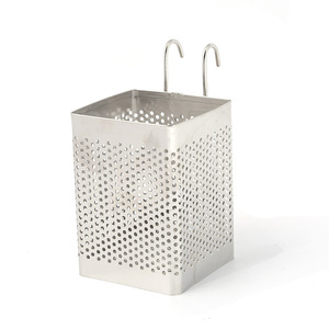 Stainless Steel Perforated Chopstick Holder <b>Set</b> With Tray Round Multipurpose Hanging Draining Rack LF-9013 - Product Image 2