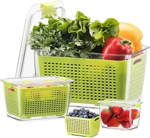 Conteneurs de légumes pour réfrigérateur, économiseur de produits, organisateur de stockage de fruits, 3 paquets de conteneurs frais sans BPA réfrigérateur