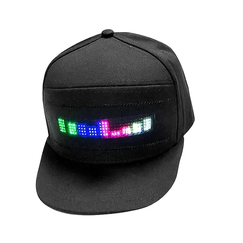 Gorra LED con luz de Color RGB, sombrero con pantalla LED en varios idiomas, Mensaje de desplazamiento, Panel de visualización de béisbol, sombrero intermitente Led luminoso