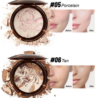 Poudre pressée pour le visage en 6 couleurs, fond de teint, poudre anti-brillance pour peaux foncées