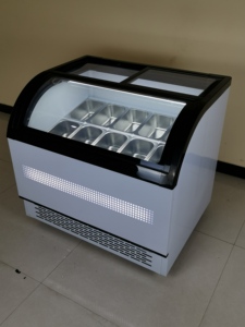 Thiết Bị Làm Lạnh Thương Mại Cong Cửa Kính Ice Cream Ngực Tủ Đông Tủ Lạnh Ice Cream Hiển Thị Tủ Đông Showcase - Product Image 4