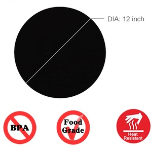 Tapis de micro-ondes en silicone noir 12 pouces, tapis de plateau tournant antiadhésif, tapis de découpe, tapis de four multi-usages résistant à la chaleur pour la cuisine - Product Image 1