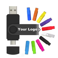 Flashdisk OTG 2 in 1 USB 256MB 512MB 1GB 2GB 4GB 128GB TYPE-C Logo Kustom Gratis Dapat Diputar Pendrive Kapasitas Asli Logo Kustom