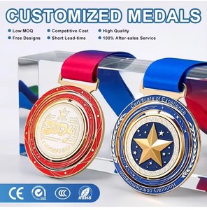 Médailles sportives 3D plaquées or en laiton personnalisées pour l'équipe de danse de pom-pom girl 5K Futsal Judo Football-Affichage du logo Style de récompense - Product Image 4