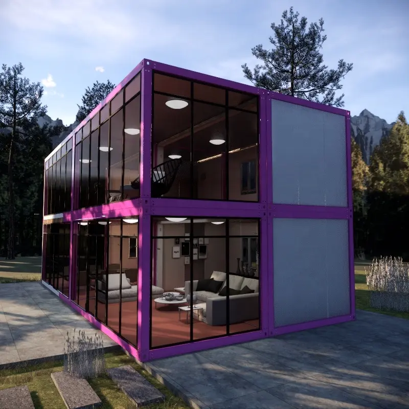 Nuevo y de lujo China modular prefabricada casa de cristal villa