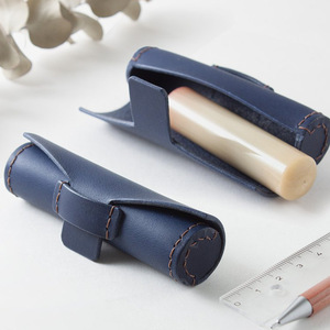 Cross-border spot leather stamp storage sleeve, cylindrical 3D gift storage <b>bag</b>, <b>mini</b> portable lipstick case - Product Image 3