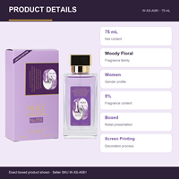 75ml Parfum Wanita Aroma Kayu dan Bunga Semprotan Daun Hijau Grapefruit Iris Mawar Heliotrope Grosir OEM Label Pribadi Sablon
