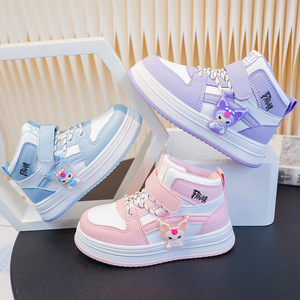 2025 printemps automne filles baskets décontractées montantes fermeture Velcro cuir synthétique dessin animé conception moyennes grandes tailles chaussures - Product Image 4