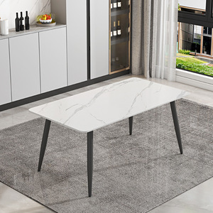 Mesa de comedor de lujo de estilo nórdico Simple y moderno, combinación de Silla, Rectangular tapa de mármol, hierro metálico, 4 plazas, <span class=keywords><strong>apartamento</strong></span> pequeño - Product Image 5