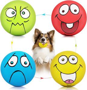 Palla Giocattolo per Cani con Suono, Giocattolo da Masticare in Gomma Resistente con Faccine Divertenti per la Dentizione dei Cuccioli, Gioco e Sollievo dall'Ansia - Product Image 3