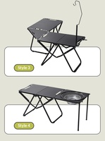 Table pliante d'extérieur en acier inoxydable, ensemble portable de chaises tactiques pour camping, repas, barbecue, pique-nique, marché nocturne