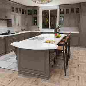 Muebles de Cocina Europeos Antiguos, Gabinete de Cocina de Madera de Lujo con Tiradores de Aluminio Dorado - Product Image 1