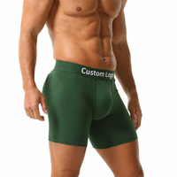 Sous-vêtements pour hommes avec logo personnalisé, vente en gros, caleçons et boxers à jambe longue, rehausseur de fessier, poche amovible, tissu doux, certifiés GRS